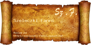 Szeleczki Fanni névjegykártya